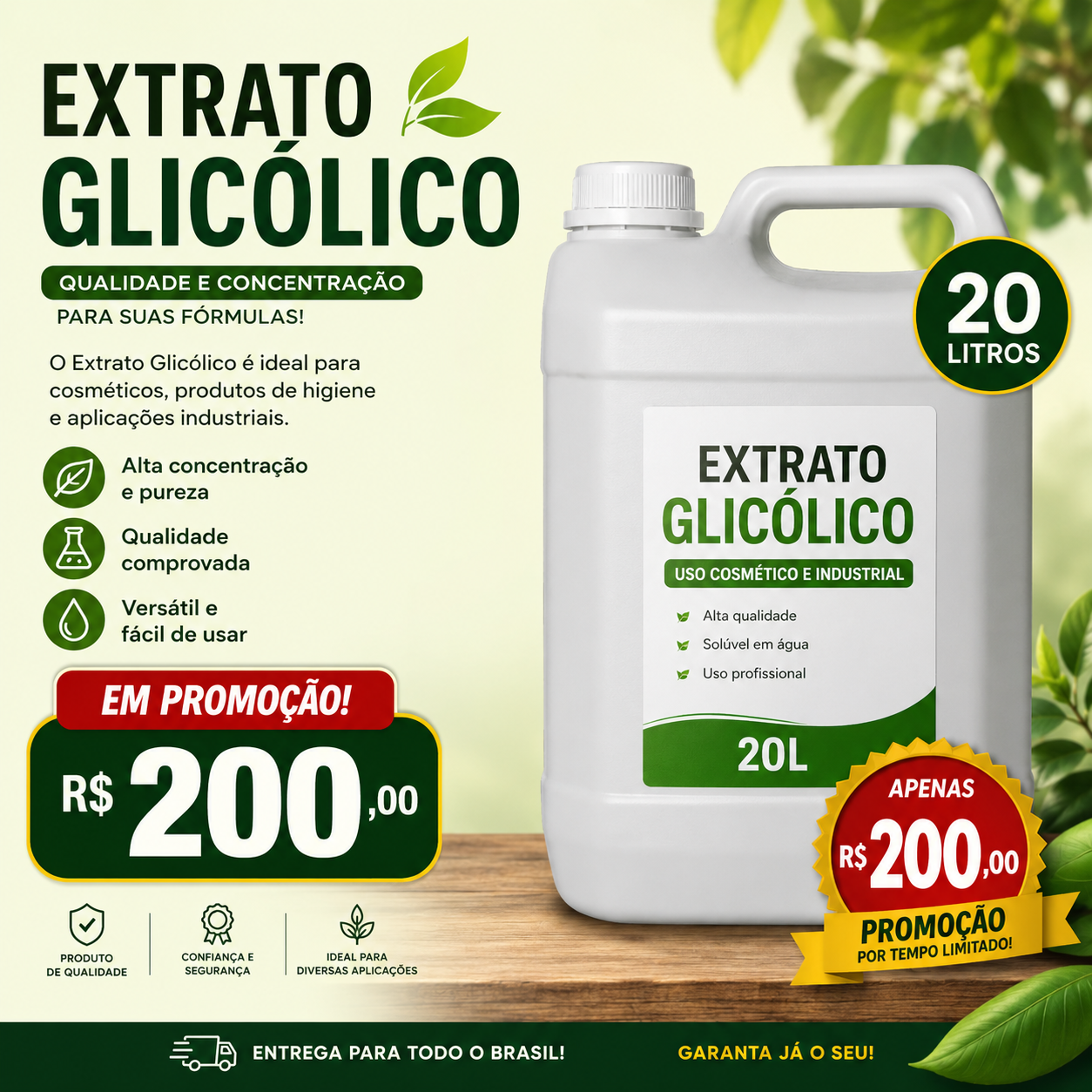 Extrato Glicólico – Galão de 20 Litros | Alta Qualidade
